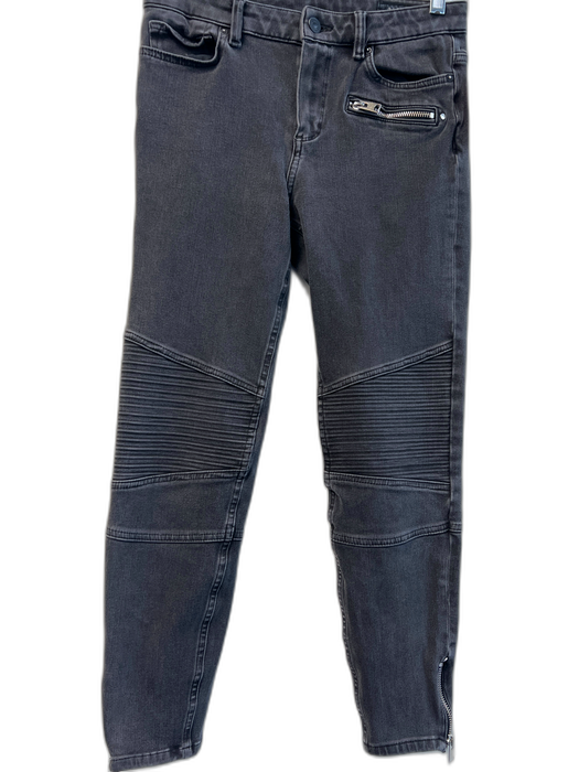 ALLSAINTS Size 28 Black Cotton Blend Stretch Moto Zipper Detail Biker Jeans Black / 28