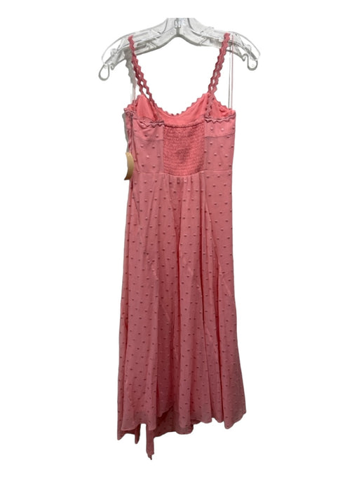 Rebecca Taylor Size 0 Light Pink Cotton & Silk Polka Dots Front Slit Trim Dress Light Pink / 0
