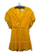 Saylor Size S Saffron Yellow Lace Overlay V Neck Ruffle Cap Sleeve Pom Pom Dress Saffron Yellow / S