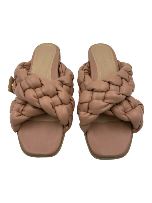 Vionic Shoe Size 7 Tan Beige Faux Leather Braided Criss Cross Open Toe Sandals Tan Beige / 7