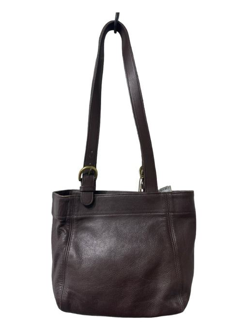 Coach Dark Brown Leather Brass Hardware bucket Two Strap shoulder bag Bag Dark Brown / S