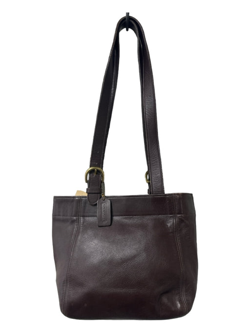 Coach Dark Brown Leather Brass Hardware bucket Two Strap shoulder bag Bag Dark Brown / S