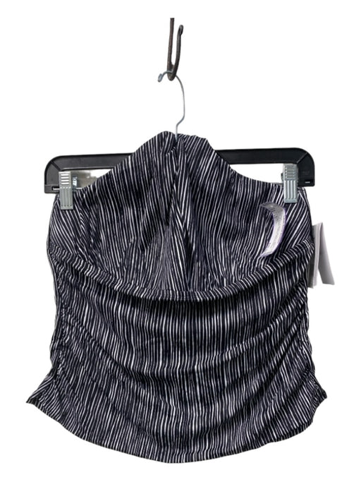 La Blanca Size 10 Black & White Striped Halter Ruched Sides Tankini Swimsuit Black & White / 10