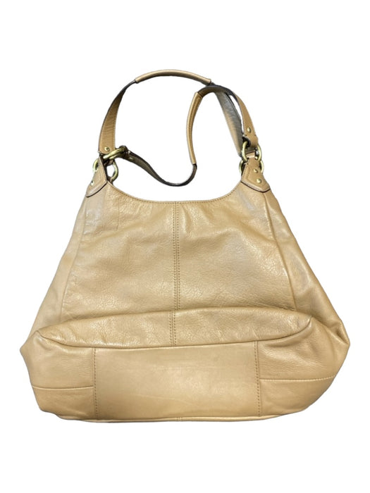 Coach Tan Leather Shoulder Bag Gold Hardware Front Pocket Inside Pockets Bag Tan / M