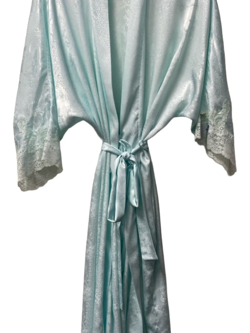 Christian Dior Size Medium Aqua Polyester Half Sleeve Lace Detail Belted Robe Aqua / Medium