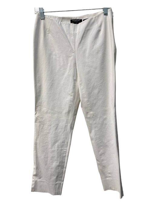 Lafayette 148 Size 2 White Cotton Blend Flat Front No pockets Side Zip Pants White / 2