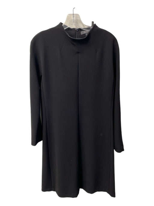 Theory Size 6 Black Polyester Round Neck Back Zip Long Sleeve A line Dress Black / 6