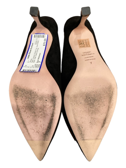 Stuart Weitzman Shoe Size 7 Black Suede Pointed Toe Open Back Mule Heel Shoes Black / 7