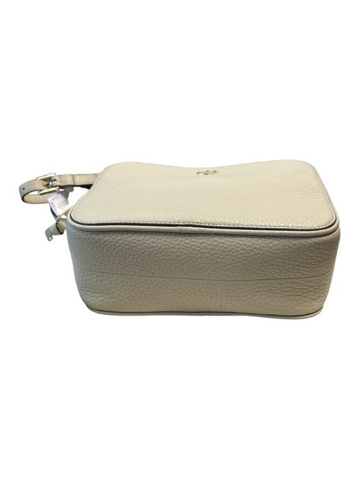 Tory Burch Gray Leather Gold hardware Zip Close Double pockets Crossbody Bag Gray / S