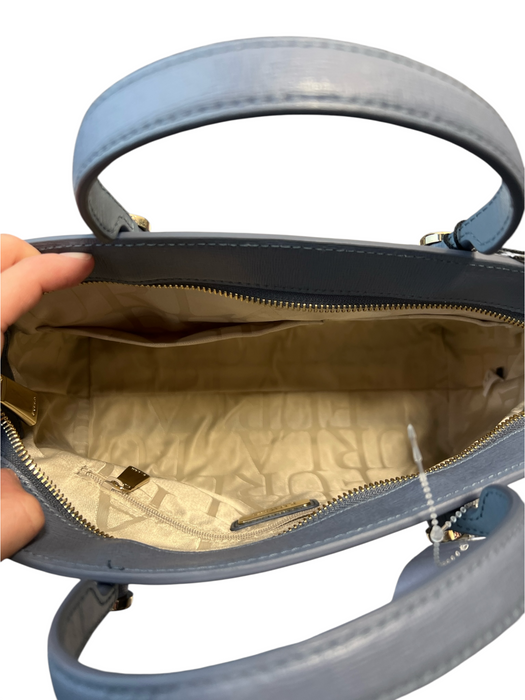 Furla Blue Leather Silver Hardware Zip Close Feet Crossbody Bag Blue / S