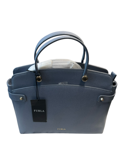 Furla Blue Leather Silver Hardware Zip Close Feet Crossbody Bag Blue / S