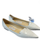 Jimmy Choo Shoe Size 37 White Leather Pointed Toe Croc Embossed Flats Shoes White / 37