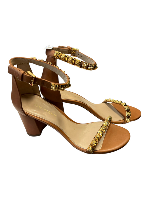 Stuart Weitzman Shoe Size 6.5 Brown Leather Gold hardware Ankle Strap Shoes Brown / 6.5