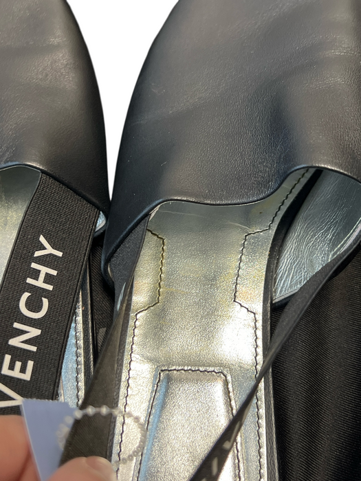 Givenchy Shoe Size 37 Black Leather Round Toe Lettering Sling back Flats Shoes Black / 37