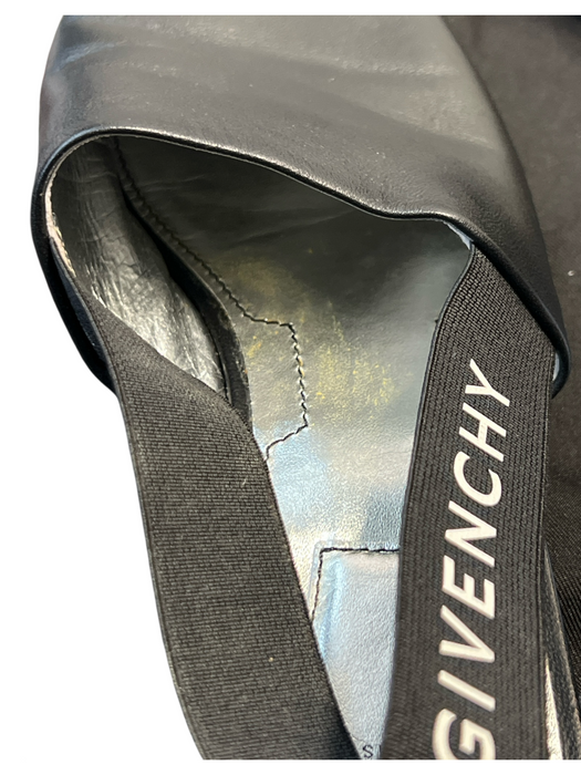 Givenchy Shoe Size 37 Black Leather Round Toe Lettering Sling back Flats Shoes Black / 37