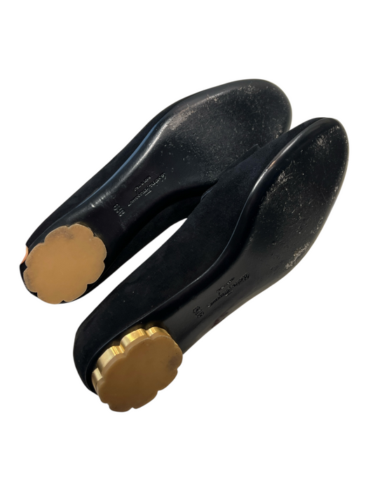 Salvatore Ferragamo Shoe Size 6.5 Black Suede Gold hardware Round Toe Shoes Black / 6.5