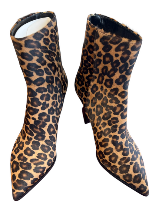 Tamara Mellon Shoe Size 37 Brown & Black Calf hair Animal Print Back Zip Booties Brown & Black / 37