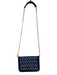 Tory Burch Blue, White & Black Leather & Fabric goldtone hardware Flap Logo Bag Blue, White & Black / Small