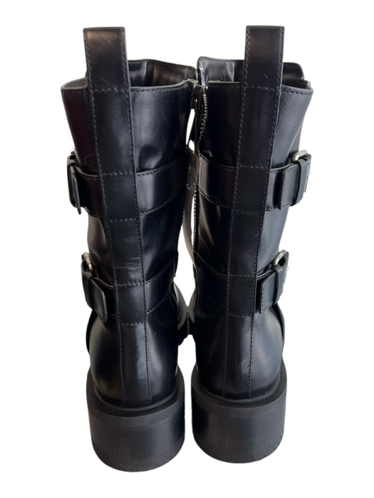 Tamara Mellon Shoe Size 37 Black Leather Moto Side Zip Lug Sole Boots Black / 37