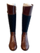 Tory Burch Shoe Size 6.5 Black & Brown Leather & Fabric Almond Toe Quilted Boots Black & Brown / 6.5