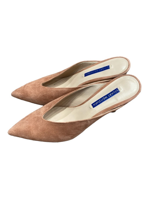 Stuart Weitzman Shoe Size 7 Peach Pink Suede Pointed Toe Open Back Mule Shoes Peach Pink / 7
