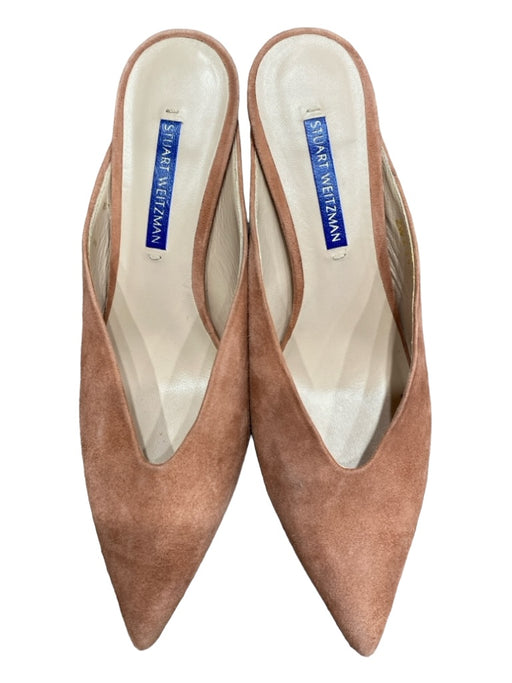 Stuart Weitzman Shoe Size 7 Peach Pink Suede Pointed Toe Open Back Mule Shoes Peach Pink / 7