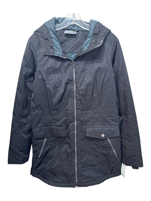 Athleta Size S Black & Blue Nylon Long Sleeve Hood Zip Up Coat Black & Blue / S