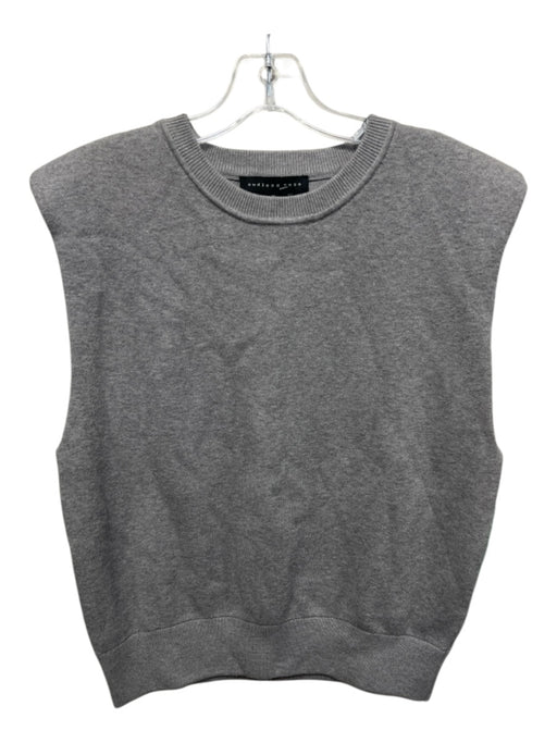 endless rose Size M Gray Viscose Blend Sleeveless Padded Shoulders Crew Neck Top Gray / M