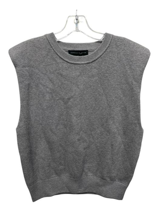endless rose Size M Gray Viscose Blend Sleeveless Padded Shoulders Crew Neck Top Gray / M