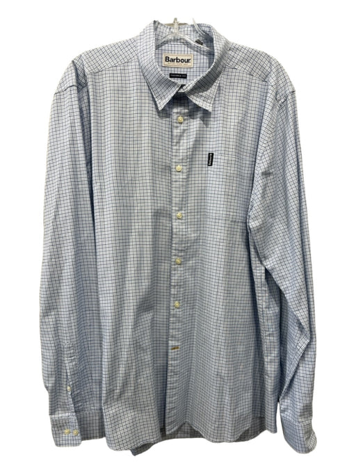 Barbour Size L Blue & White Cotton Plaid Button up Men's Long Sleeve Shirt L
