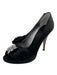 Giuseppe Zanotti Shoe Size 37 Black Satin Embellished Peep Toe Stiletto Pumps Black / 37