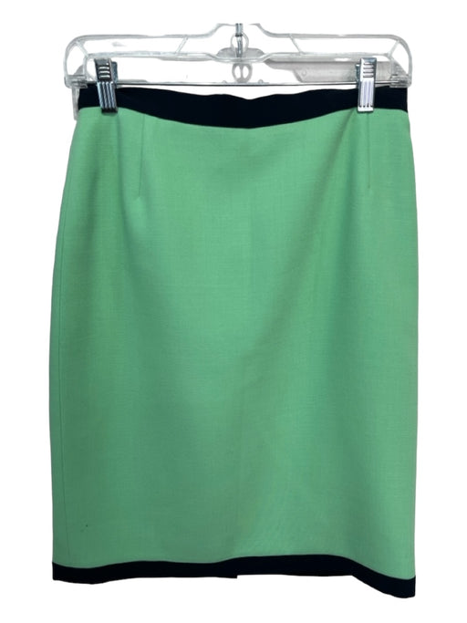 Escada Size 38 Green & Black Wool Mid Rise Back Zip Above knee Black Trim Skirt Green & Black / 38