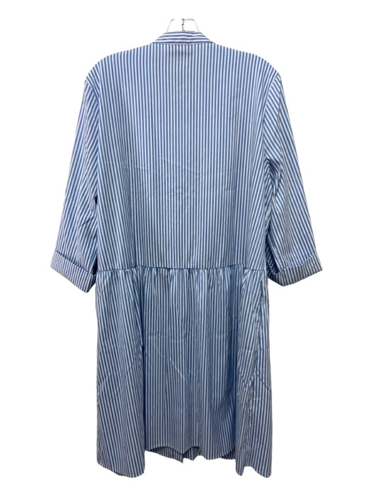 Tuckernuck Size XL Blue & White Polyester Striped Half Button 3/4 Sleeve Dress Blue & White / XL