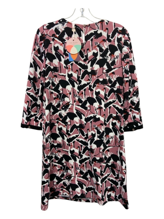 Ted Baker Size 3 Mauve, Black, White Polyester Cranes Key hole Shift Dress Mauve, Black, White / 3