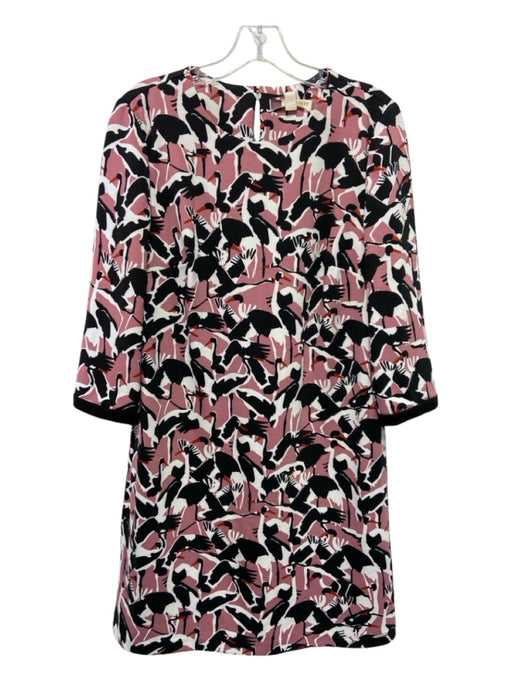 Ted Baker Size 3 Mauve, Black, White Polyester Cranes Key hole Shift Dress Mauve, Black, White / 3