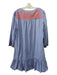 J. Crew Size L Blue, White, Pink Cotton Floral Embroidered Striped V Neck Dress Blue, White, Pink / L