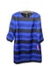 Cynthia Steffe Size 12 Navy & Black Striped Back Zip 3/4 Sleeve Dress Navy & Black / 12