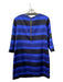 Cynthia Steffe Size 12 Navy & Black Striped Back Zip 3/4 Sleeve Dress Navy & Black / 12