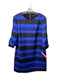 Cynthia Steffe Size 12 Navy & Black Striped Back Zip 3/4 Sleeve Dress Navy & Black / 12