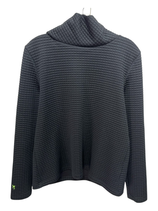 Dudley Stephens Size L Black Polyester Blend Quilted Waffle Turtleneck Top Black / L