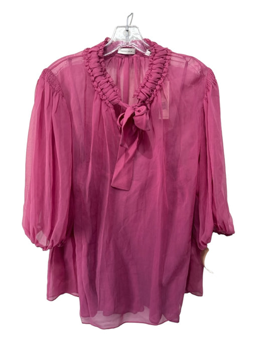 Rebecca Taylor Size XL Pink Silk Half Sleeve Ruffle Cami Inc. Top Pink / XL