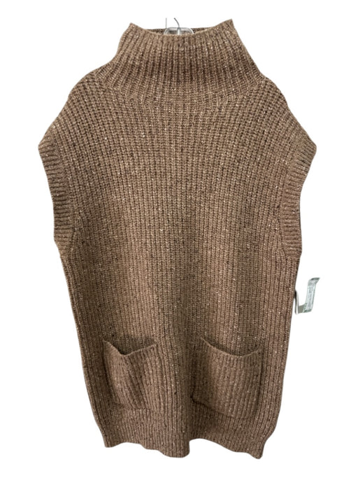 Polo Ralph Lauren Size L Brown Nylon Blend Turtleneck Pocket Sleeveless Sweater Brown / L