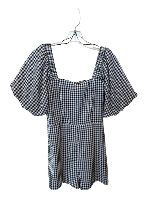 Altar'd State Size M Black & White Polyester Blend Short Balloon Sleeve Romper Black & White / M