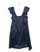 McQ by Alexander McQueen Size 40 Navy Blue & White Silk Abstract V Neck Dress Navy Blue & White / 40