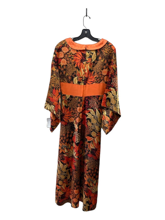 Dollyrockers by Sambo Size Small Orange & Black Polyester Floral Surplice Dress Orange & Black / Small