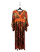 Dollyrockers by Sambo Size Small Orange & Black Polyester Floral Surplice Dress Orange & Black / Small