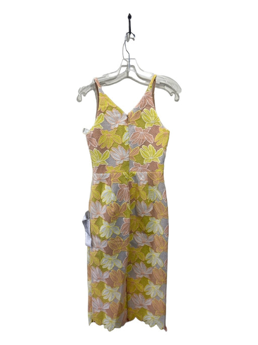 Dress the Population Size S Yellow Beige & White Polyester Spaghetti Strap Dress Yellow Beige & White / S
