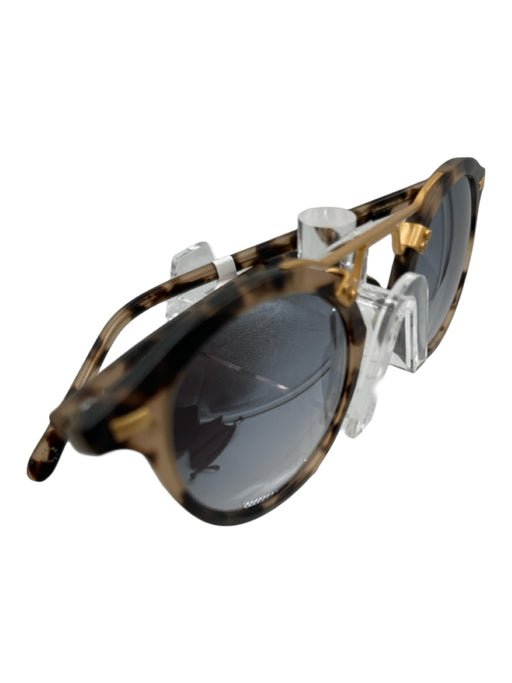 Krewe Brown & Beige Acetate Tortoiseshell Aviator Gold Hardware Sunglasses Brown & Beige