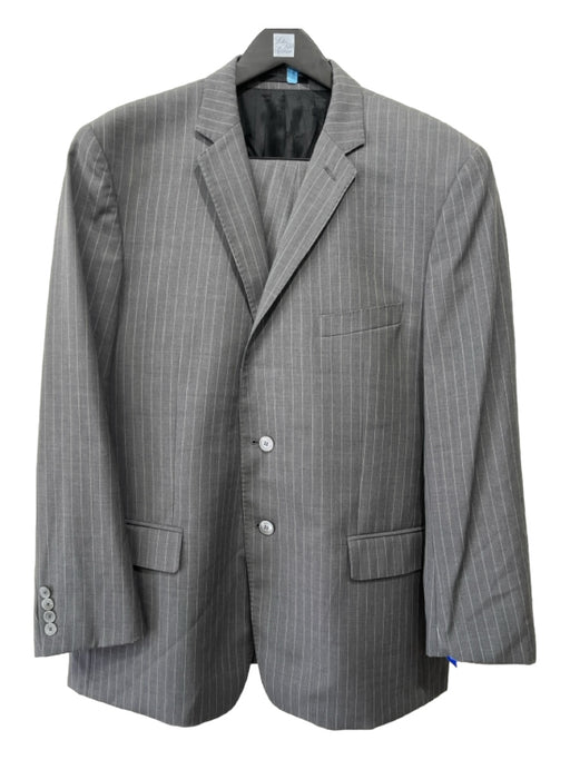 Versace Gray & White Wool Blend Striped 2 Button Men's Suit 56
