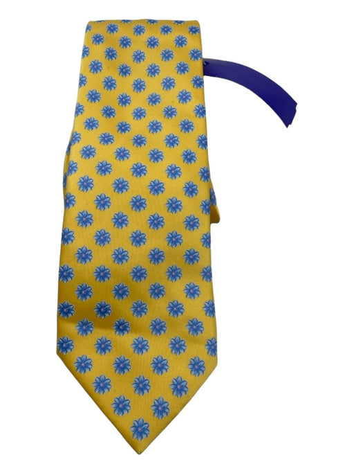 Steffano Ricci Yellow & Light Blue Print Silk Floral Men's Ties